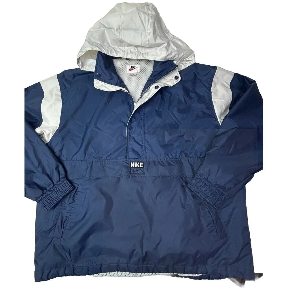 Vintage Nike Half Zip Pullover Windbreaker Convert Hood Large Sports Classic EUC